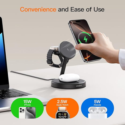 2025 3 in 1 Charging Station for Apple iPhone AirPods Watch with Mag-Safe Charger Wireless Charger Stand for iPhone 16 15 14 13 12 Series AirPods iWatch Series - Gifts for Wife & Husband