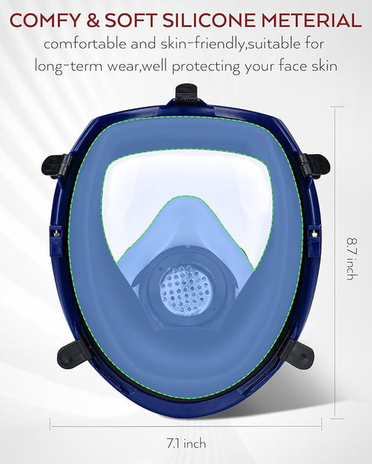 INCLY Full Face Dust Mask, Safe Face Masks Cover Reusable for Against Smoke, Dust, Chemical, Paint, Sanding, Welding, Vapors, Logging