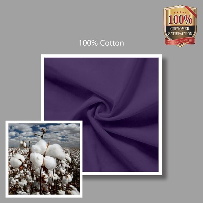 TOPDesign 6-Pack Economical 16"x15" Deep Purple Cotton Tote Bags, Lightweight Medium Reusable Grocery Shopping Cloth Bags, Suitable for DIY, Advertising, Promotion, Gift, Activity