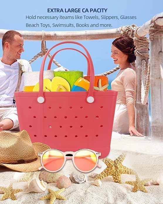 Beach Tote Bag for Women, Rubber Beach Bag Waterproof Sandproof, Extra Large EVA Tote Bag Boat Bag