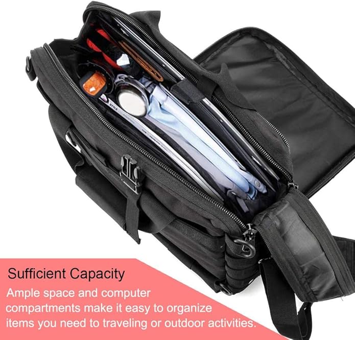 Tactical Briefcase, tactical computer bag 14.1" 15.6 In Men's Military Laptop Messenger Multifunction Briefcase for Men