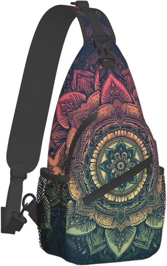 Mandala Sling Backpack Chest Bag Crossbody Shoulder Bag Gym Cycling Travel Hiking Daypack For Men Women