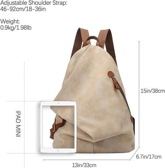 KL928 PU Leather Vintage Backpack – Large Casual Daypack Outdoor Travel Rucksack Hiking Backpacks for Men Women