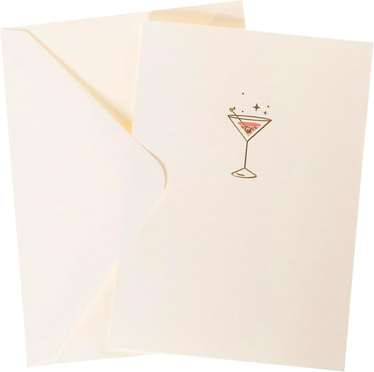Graphique Pink Martini Cards, Pack of 10 Cards with Envelopes, All Occasion Greetings, Blank Inside, Gold Foil Embossing, La Petite Press Collection Boxed Set, 3.25" x 4.75"
