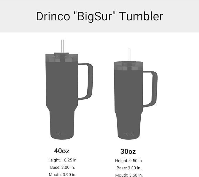 Drinco 40oz 30 oz Tumbler with Handle, Straw Lid, Insulated Stainless Steel Travel Mug Water Bottle Ice Coffee Cup For Cold and Hot, BigSur (40oz, Kiwi)
