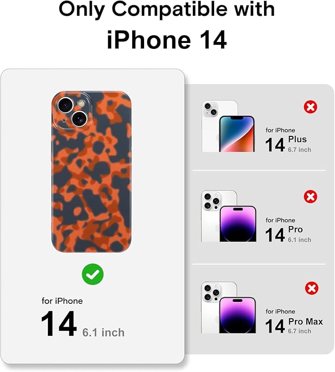 Phone Case for iPhone 14 Case Rusty Tortoiseshell Print TPU Slim Phone Cover for Women Girls Grily Brown Shockproof Phone Cover for iPhone 14, Tortoise Print