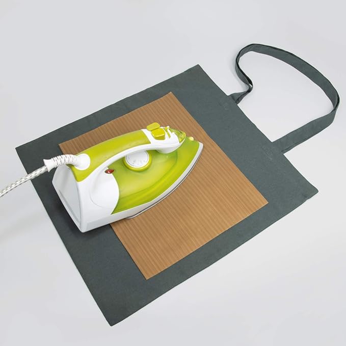 NPBAG 5 Pack 15'' X 16'' Grey Cotton Tote Bags, Lightweight Blank Bulk Cloth bags with 1pc of PTFE Teflon Sheet