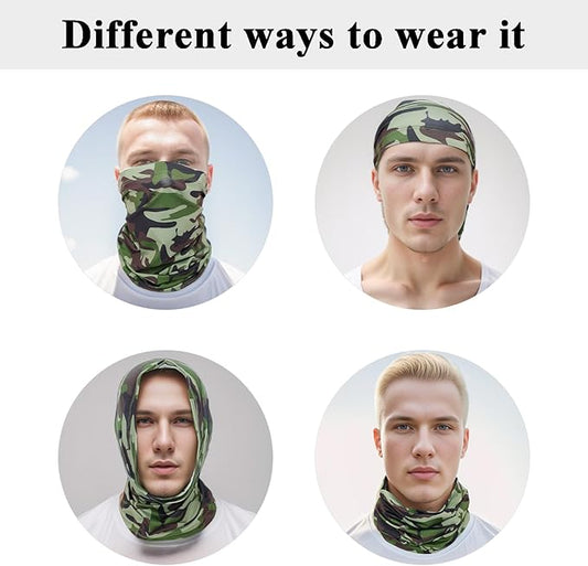 8 Pack Neck Gaiter Balaclava Gator Bandana Face Mask Cooling UV Protection Face Cover Neck Scarf for Men Women