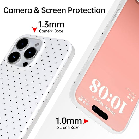 2 Pack for iPhone 17 Case with Cute Fashion Polka Dot Phone Case Soft TPU Slim Shockproof Phone Cover for Women Girls (White+Black)