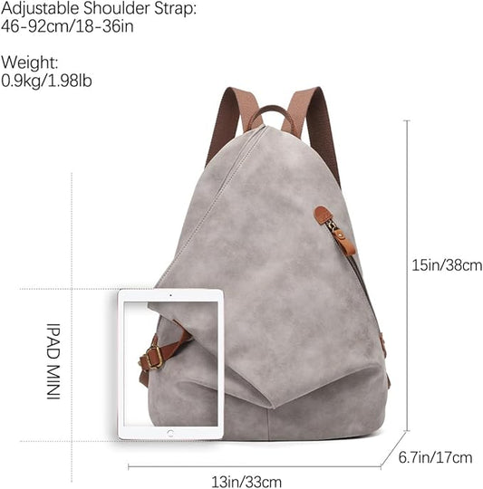 KL928 PU Leather Vintage Backpack – Large Casual Daypack Outdoor Travel Rucksack Hiking Backpacks for Men Women