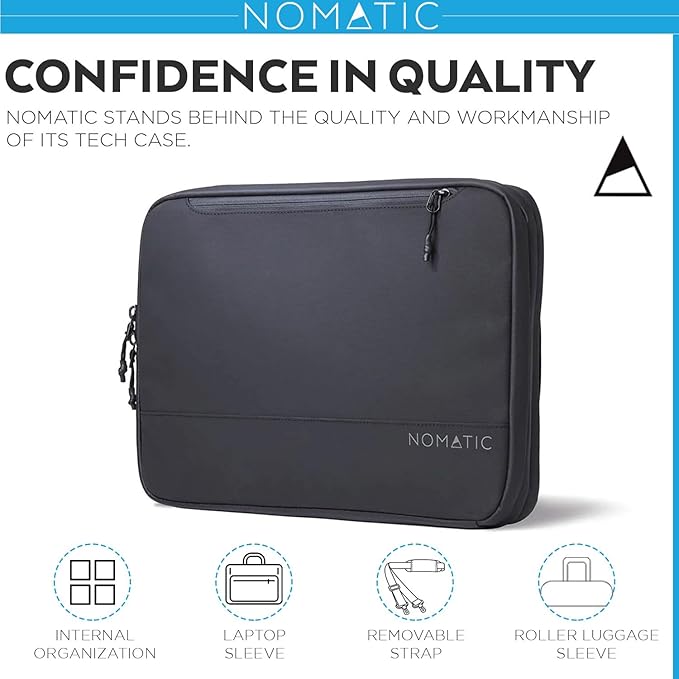 NOMATIC Tech Case: Laptop Protective Case for MacBook Air, iPad Pro, Chromebook Notebook Computer and Chargers, Water Resistance Laptop Computer Bag