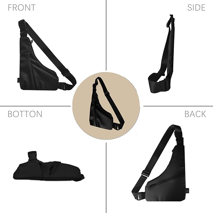 Lightweight Crossbody Bag for Women Men, Anti Theft Sling Bag with Back Pocket, Waterproof Chest Bag for Daily Use, Hiking, Cycling, Running.