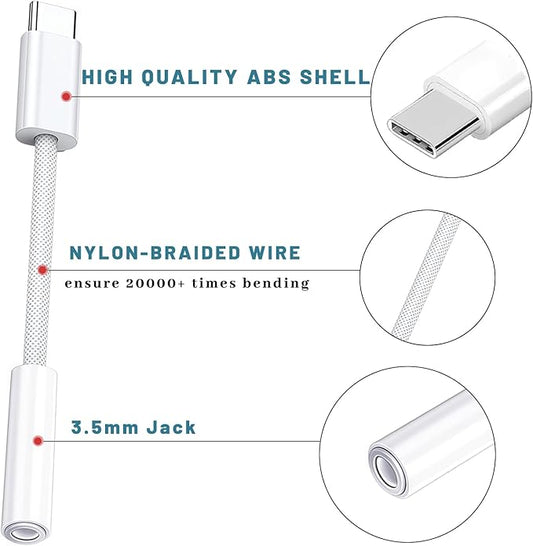 5 Pack USB C to Headphone Jack Adapter,USB c to 1/8 inch Audio Adapter Compatible with iPhone 17 16 15 Samsung Galaxy S25,S24,S23 Ultra, Note 20, iPad Pro, MacBook, Pixel XL and More