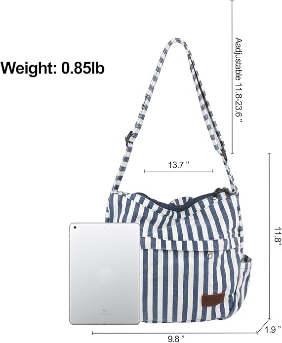 Large Canvas Messenger Bag with Multiple Pockets for Men and Women, Crossbody Shoulder Tote Hobo Laptop Bag