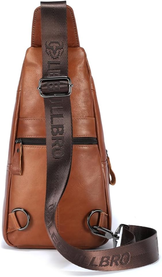 Sling Bag for Men Genuine Leather Chest Bag Crossbody Backpack Travel Hiking Outdoor Sports