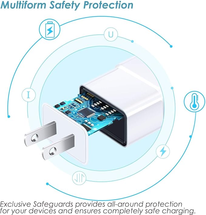 Adaptive Fast Charging Wall Charger Adapter, Eversame 6-Pack Fast Charging Block Travel USB Charger Box Compatible with Samsung Galaxy S21 S20 S10 S9 S8 S7 S6 Note 8 9, iPhone, LG, HTC iPhone