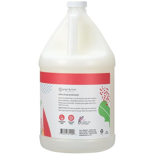 Ginger Lily Farms Botanicals All-Purpose Liquid Hand Soap Refill, 100% Vegan & Cruelty-Free, Apple Pear Scent, 1 Gallon (128 fl. oz.)