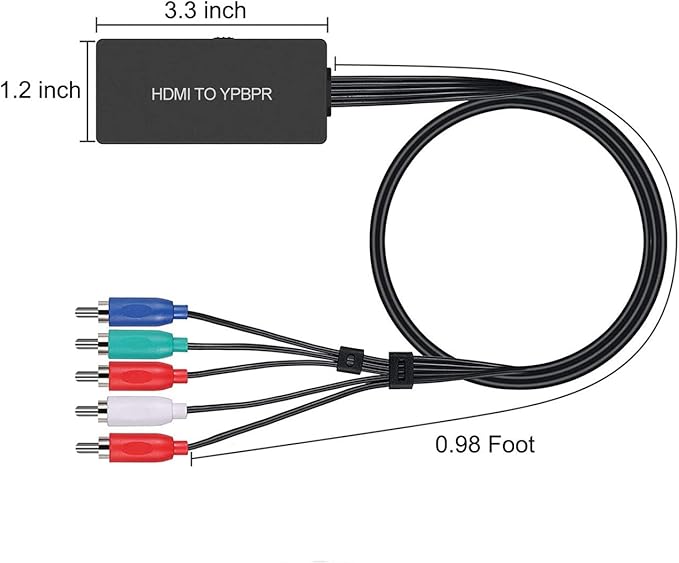 Dingsun HDMI to Component Converter, HDMI to YPbPr Component RGB + R/L Audio Adapter Support 720/1080P Compatibility Apple TV, Fire Stick, Roku, DVD Players ect.