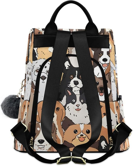 ALAZA Cute Dog Prints Puppy Animal Backpack Purse for Women Anti Theft Fashion Back Pack Shoulder Bag