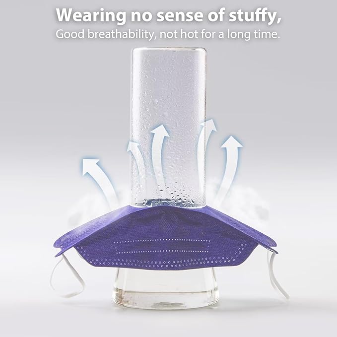 KN95 Face Masks for Adults 50 Pack, Individually Wrapped, 5-Ply Purple Disposable Face Mask Against PM 2.5 Smoke & Dust, Filtration Efficiency 95%