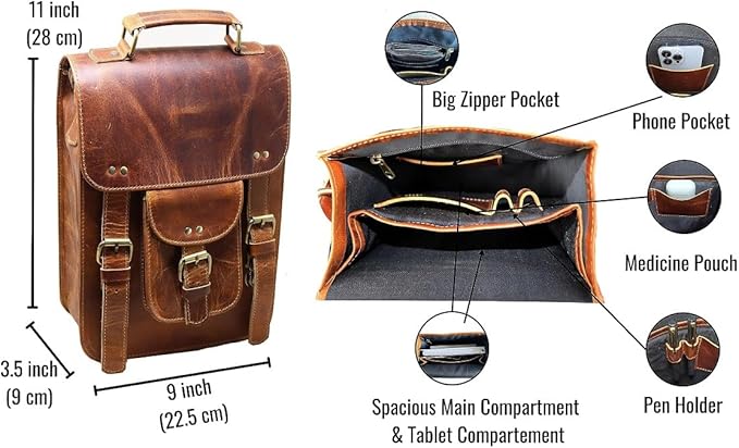 jaald Genuine Leather Messenger Bag Vintage Laptop Crossbody Bag Satchel Man Purse Shoulder Bag for man woman office bag