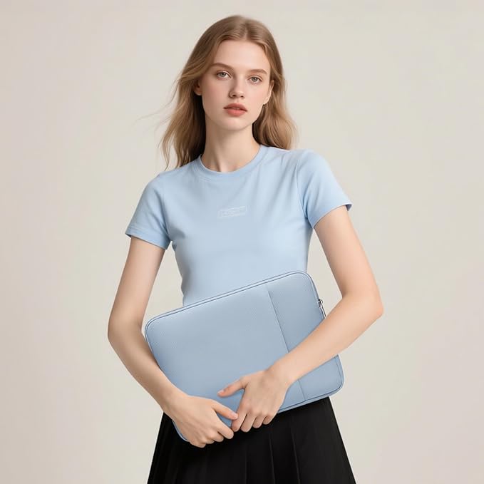 HYZUO 13.3-14 Inch Laptop Sleeve Bag Set for MacBook Pro 14 M4/M3/M2/M1, MacBook Air/Pro 13.3, 13.5"/13.8" Surface Book/Laptop, Notebook Case for 13.3" HP Dell Lenovo Asus Acer, Pale Blue