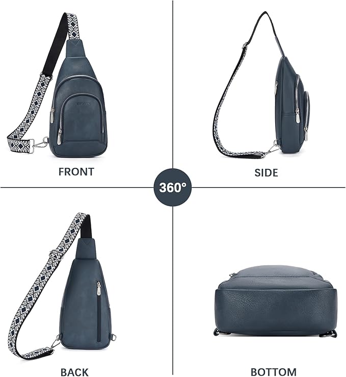 BOSTANTEN Sling Bag for Women Leather Crossbody Bag Vintage Cross Body Purse for Travel with Guitar Strap, Bohemian Style