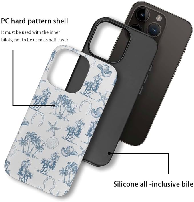 DAIZAG Case Compatible with for iPhone 11,Vintage Cowboy Horses Seashell Starfish Phone Case for iPhone 11 for Girl Women Boy Men