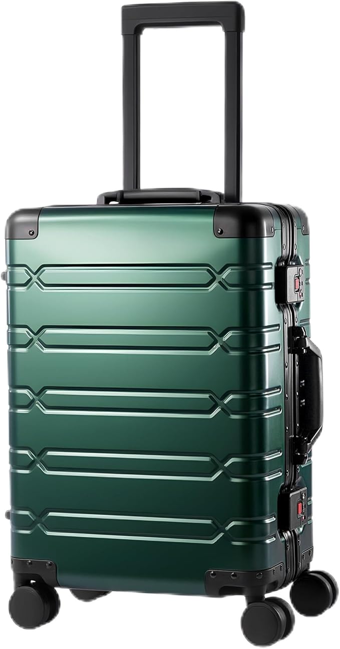 All Aluminum Carry On Luggage 22x14x9 Airline Approved,Zipperless Luggage Premium Aluminum Suitcase Luggage, Hard Shell Carry On Luggage with Spinner Wheels (dark green, 20inch)