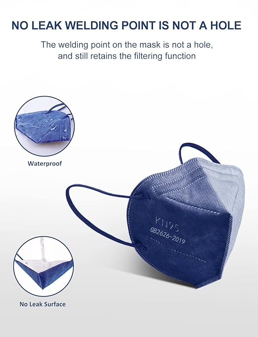 HUHETA KN95 Face Mask, 30 Pack Individually Wrapped, 5-Ply Breathable & Comfortable Safety Mask, Filter Efficiency=95%, Protective Cup Dust Masks Against PM2.5 (Royal Blue Mask)