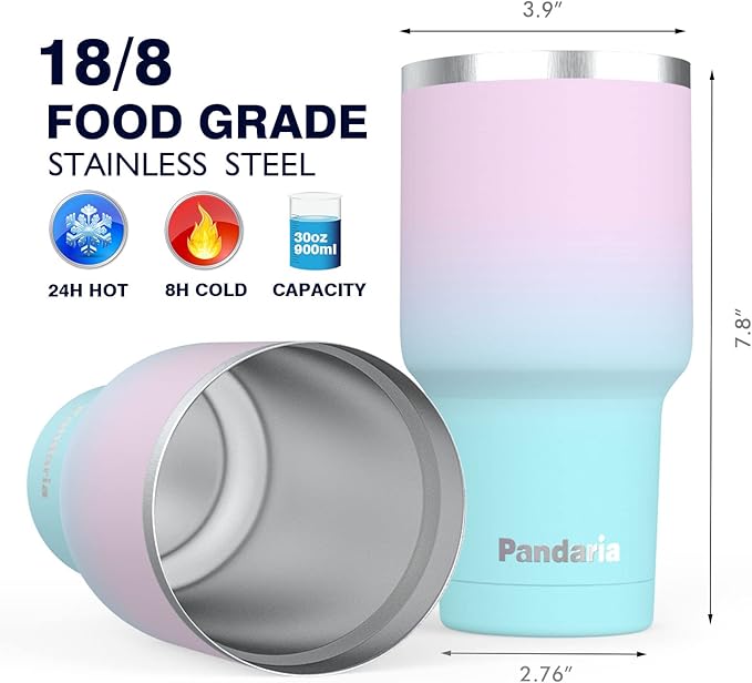 30 oz Leak Proof Tumbler with Straw, Stainless Steel Vacuum Insulated Tumbler with Straw, Durable & Dishwasher Safe, Ideal for Car, Camping, Hiking, Outdoor (Mermaid)
