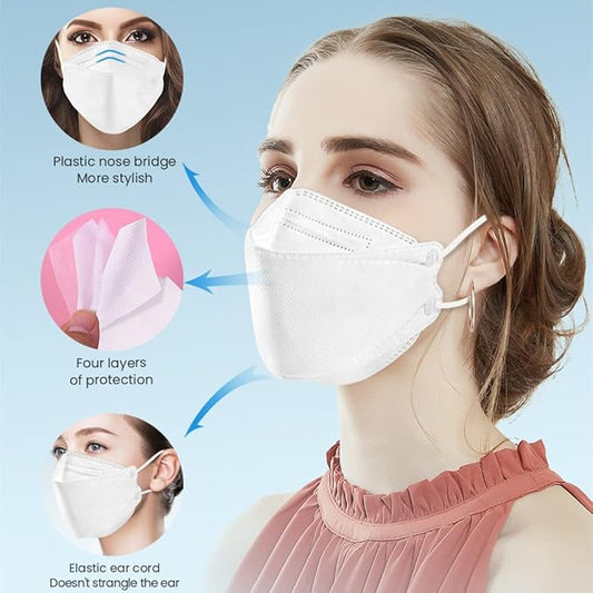 100Pcs KF94 Masks, Individually Wrapped 3D Fish Type Masks for Adult, 4 Layer Protective Face Mask