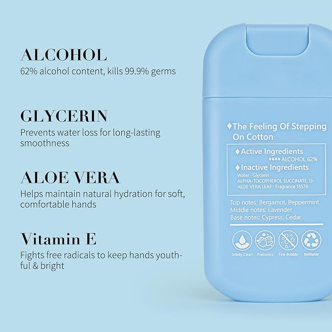 Power Mist Hand Sanitizer Spray, Scented Hydrating Hand Sanitizers Travel Size Refillable, Pocket Portable 3-Pack (Silver Cedar) 0.93Fl Oz 460-Sprays Each