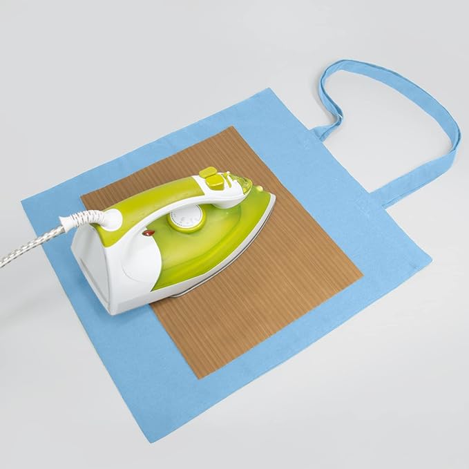 NPBAG 15 Pack 15'' X 16'' Baby Blue Cotton Tote Bags, Blank Bulk Cloth bags with 1pc of PTFE Teflon Sheet