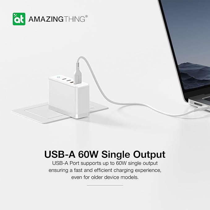 100W GaN Wall Charger with 2 Type C and 2 USB A Ports, Fast USB C Charger Block, Compact Charging Power Adapter for MacBook Pro/Air/iPad/iPhone/Samsung/Dell/Laptop/Tablet, with Foldable Plug, White