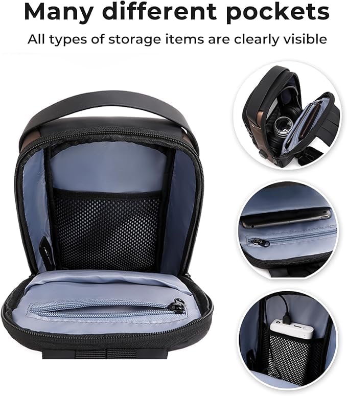 Unisex Anti-Theft Sling Bag with USB Port, Water-Resistant Crossbody Chest Backpack for Travel & Work