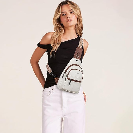 Sling Bag for Women Crossbody Purse Leather Crossbody Bag Fanny Pack Chest Pack for Travel Everyday Vacation