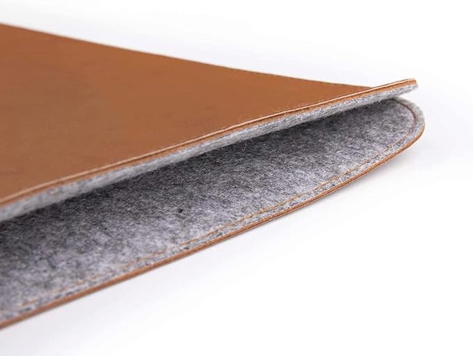 Comfyable Laptop Sleeve 14 Inch Precisely Compatible with MacBook Pro M4 M3 M2 M1 Pro/Max 2024, Faux Leather Cover Case 14 in, Brown