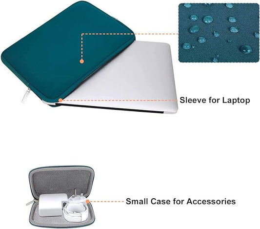 MOSISO Laptop Case 13 inch, 13 inch Laptop Sleeve Bag Compatible with MacBook Air 13 M4 M3 M2 M1 2025-2018 / Pro 13 M2 M1 2025-2016, Neoprene Computer Sleeve Bag with Small Case, Deep Teal