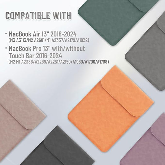 Allinside 13 inch Laptop Sleeve Case for with MacBook Air 13 2018–2025 (M2 A2681 M3 A3113 M4 A3240)/MacBook Pro 13 2016–2022 (A2251 A2289 A2338 M1 M2), PU Suede Leather Laptop Case Cover, Gray
