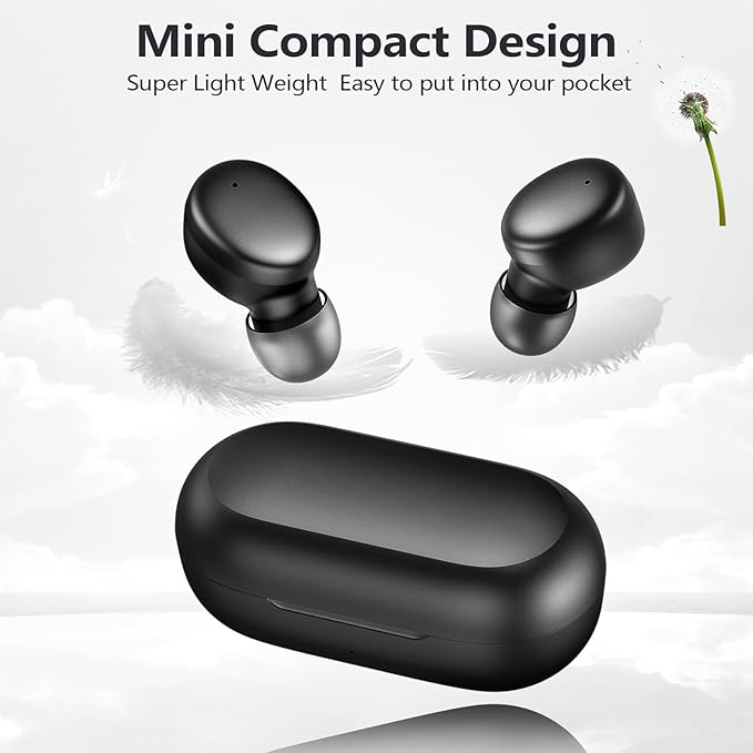 MOZOTER S8 Mini Wireless Earbuds Bluetooth 5.3 in Ear Light-Weight Headphones,60Hrs Playtime Ear Buds with Charging Case,Smart Ring,Fitness Tracker Premium Sound with Deep Bass for Sport-Black