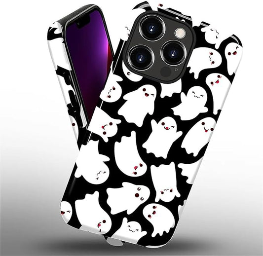 Case for iPhone 13 Pro Case,Halloween Ghosts Bats Design - Hybrid Dual Protection Silicone + Hard PC Shockproof Full Body Cover Slim Anti-Scratch Protective Case for Men Women