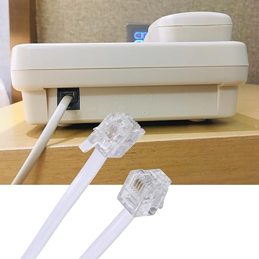 Telephone landline Extension Cord Cable Cord with Standard RJ-11 6P4C Plug (10Ft-3Pack, White)