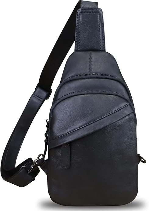 Genuine Leather Silng Bag for Men and Women Vintage Leather Sling Backpack Fashion Shoulder Crossbody Bag Chest Purse