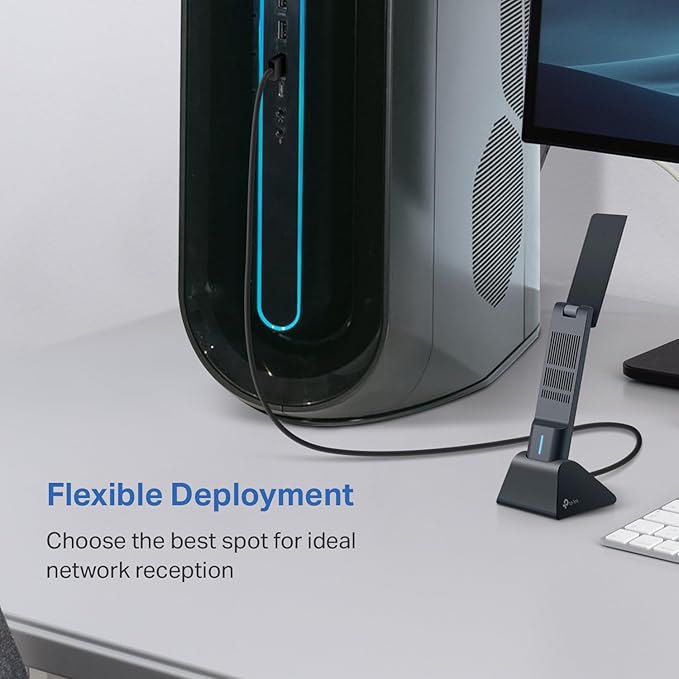 TP-Link WiFi 6E USB Adapter for Desktop PC - (Archer TXE50UH) AXE3000 Tri-Band Wireless Network Adapter, Ultra-Low Latency, MU-MIMO, OFDMA, Refined Security, WPA3, Supports Windows 11/10