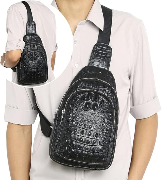 KPYWZER Vintage Leather Sling Bag Backpack for Men Crossbody Shoulder Chest DayPack Backpacks