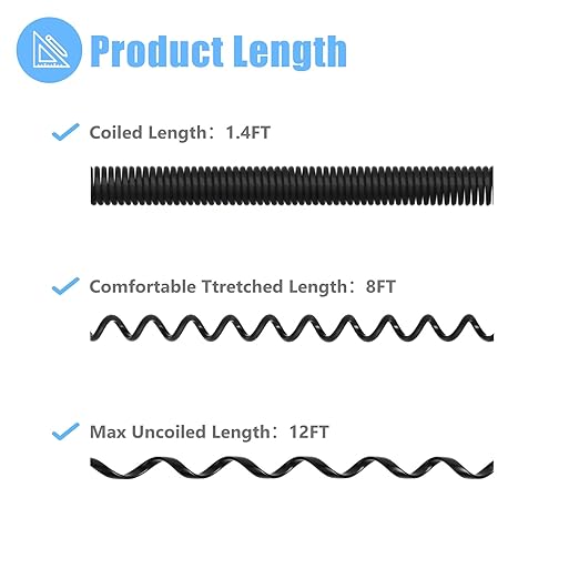 Telephone Cord, 4 Pack Phone Cord for Landline, 8Ft Uncoiled 1.4Ft Coiled No Tangle Telephone Cords for Landline Phones, Black Phone Line Cable, RJ9 4P4C