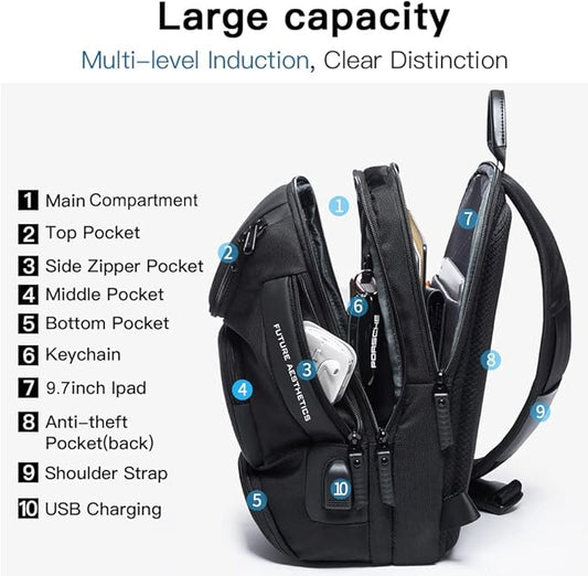 BANGE Sling Bag, Waterproof Crossbody Backpack, Shoulder Bag for Men