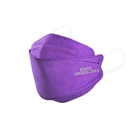 akgk KN95 Face Masks 50 Pack,5-Ply Disposable Purple Face Mask Against PM 2.5 Smoke and Dust