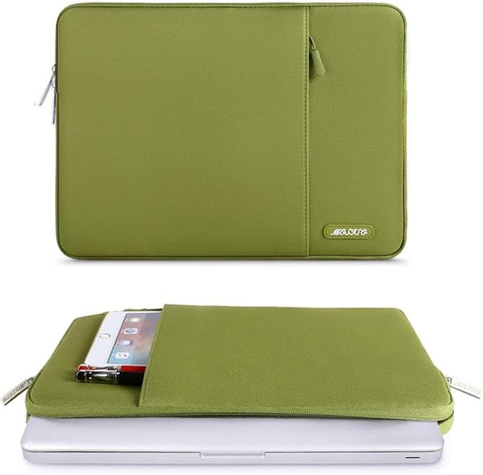MOSISO Laptop Case 15 inch, 15 inch Laptop Sleeve Compatible with MacBook Air 15 M4 A3241 M3 A3114 M2 A2941 2025 2024 2023,Dell XPS 15,Polyester Vertical Computer Sleeve Bag with Pocket, Chartreuse